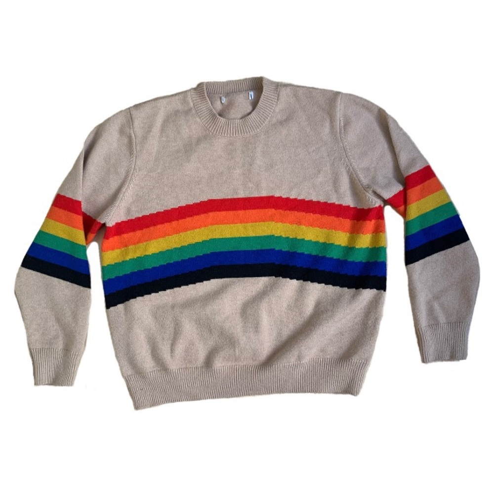 Young Fabulous & Broke S/M Small Medium Sweater Rainbow Crew Neck Pullover - Picture 1 of 7
